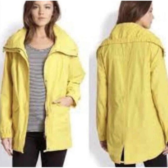 Eileen Fisher Anorak Windbreaker High Collar Jacket Yellow Size 3X Lightweight - Picture 1 of 12